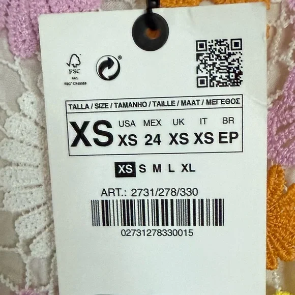 Zara - Midi Crochet Daisy Dress Orange Yellow Pink - size xs - Picture 8 of 8